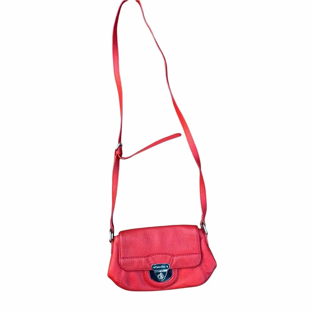 Calvin Klein red leather crossbody smaller bag
